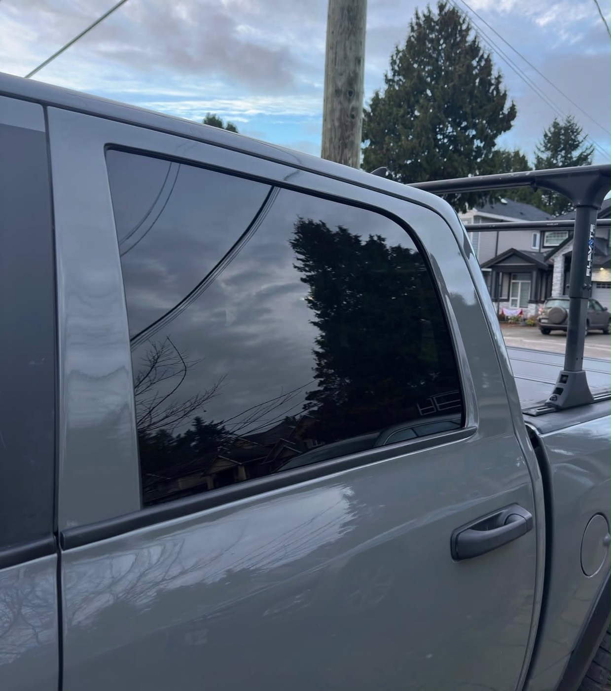 Ceramic glass coating being applied to a Ram 1500 windscreen